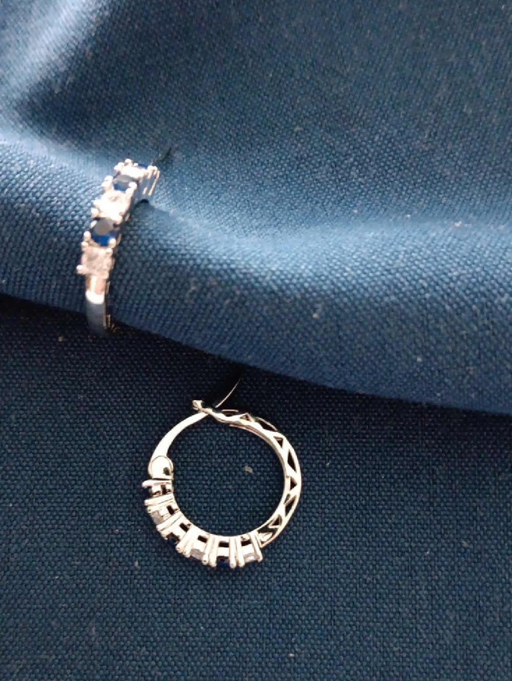 Sterling Silver Plated Blue Sapphire Hoop Earrings
